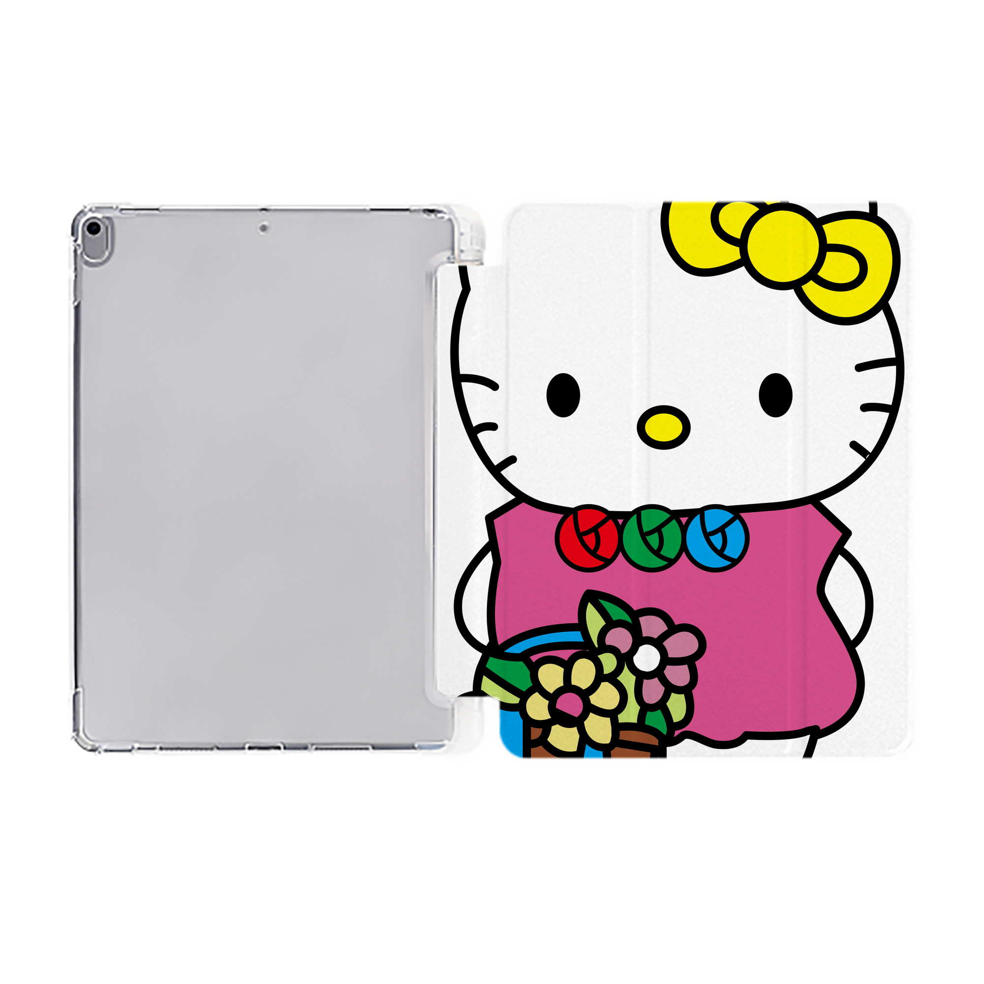 （画像用） Hello Kitty ハローキティ IPad ケース ペン収納付き 三つ折りスタンド PUレザー×シリコン 対応機種9.5/10.5/10.9インチ